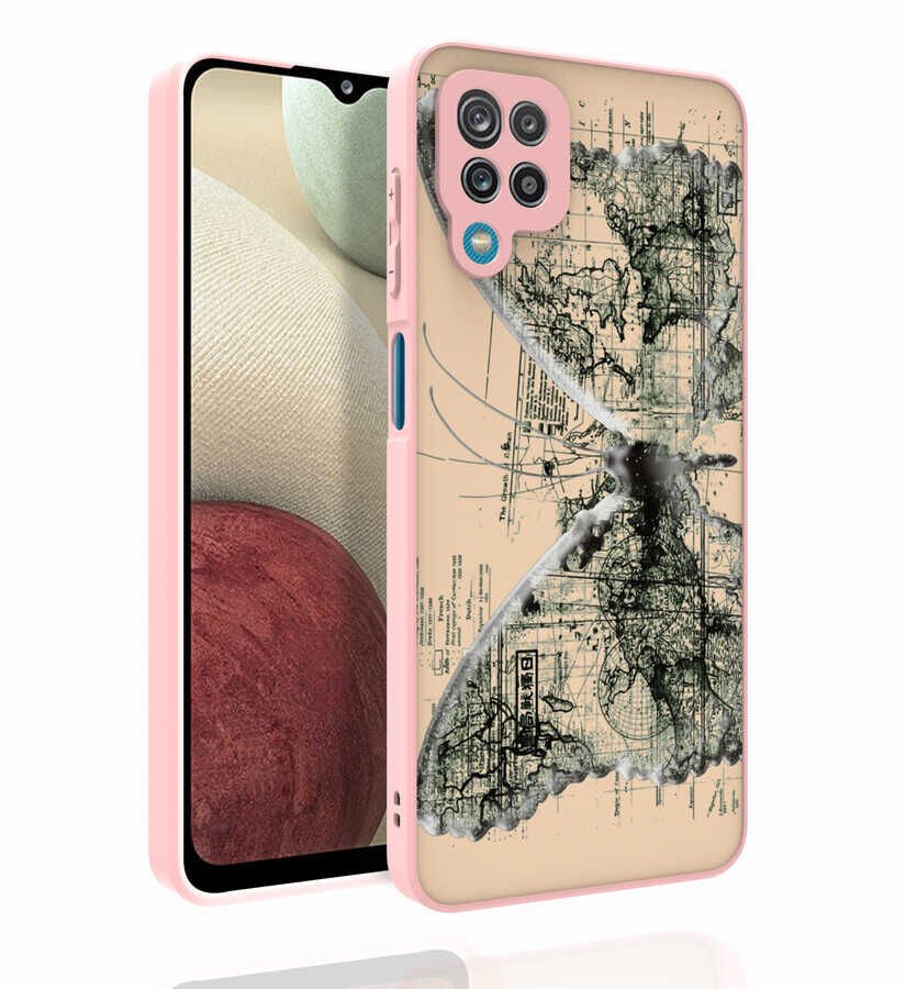 Samsung Galaxy M12 Kılıf Kabartmalı Kamera Korumalı Desenli Darbe Emici Renkli Kapak (Nora) NO4