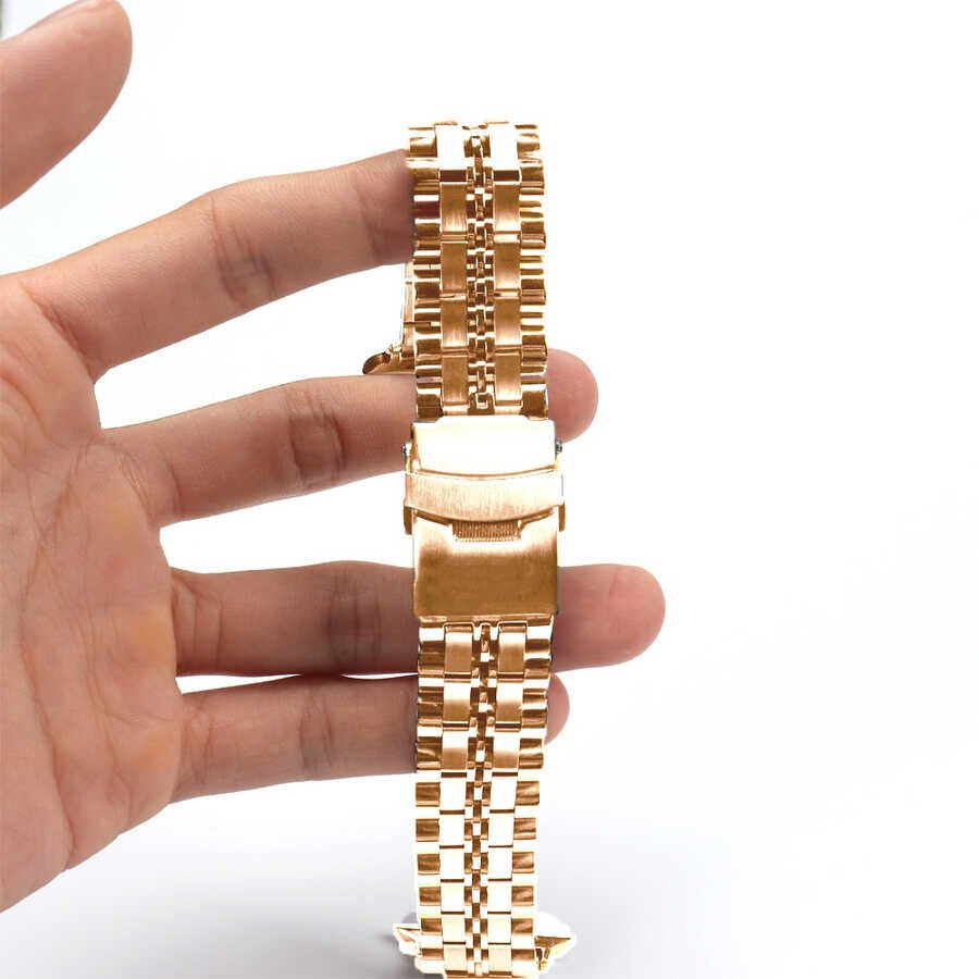 Apple Watch 2/3/4/5/6/7/8/se/nike 38mm 40mm 41mm Metal Kordon Tasarım (KRD-54) Gold