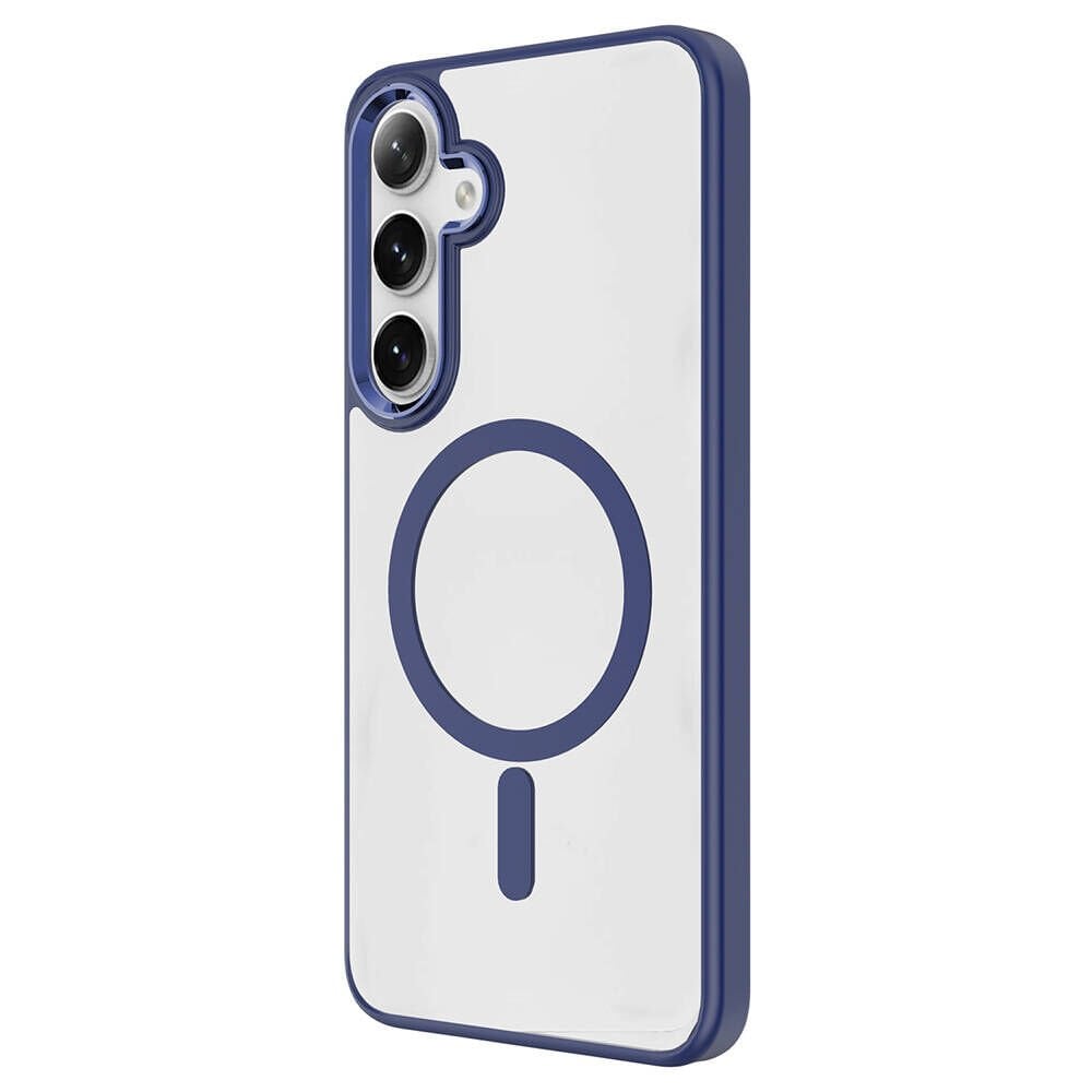 Samsung Galaxy S24 Plus Kılıf Kamera Çıkıntılı Şarj Destekli Renkli Hassas Butonlu Kapak (Krom-Mag) Lacivert