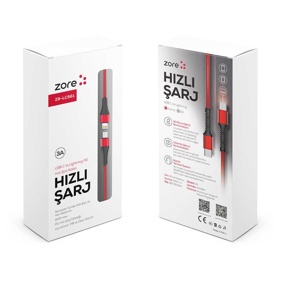 ZR-LC961 PD To Lightning Kablo Kırmızı