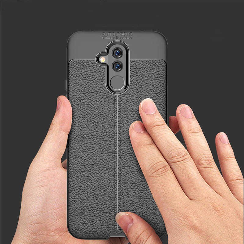 Huawei Mate 20 Lite Kılıf Deri Görünümlü Renk Atmayan Dayanaklı Silikon Kapak (NİSS) Kırmızı