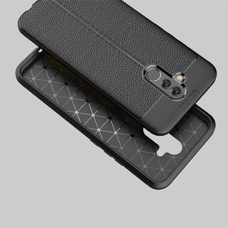 Huawei Mate 20 Lite Kılıf Deri Görünümlü Renk Atmayan Dayanaklı Silikon Kapak (NİSS) Kırmızı