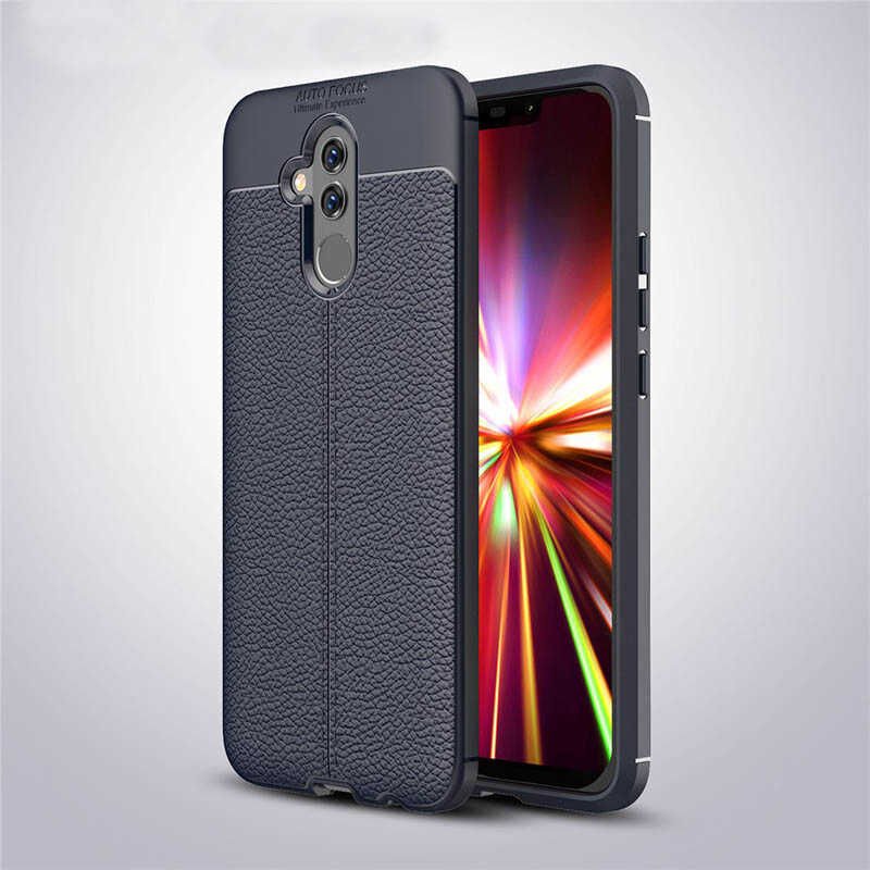 Huawei Mate 20 Lite Kılıf Deri Görünümlü Renk Atmayan Dayanaklı Silikon Kapak (NİSS) Gri