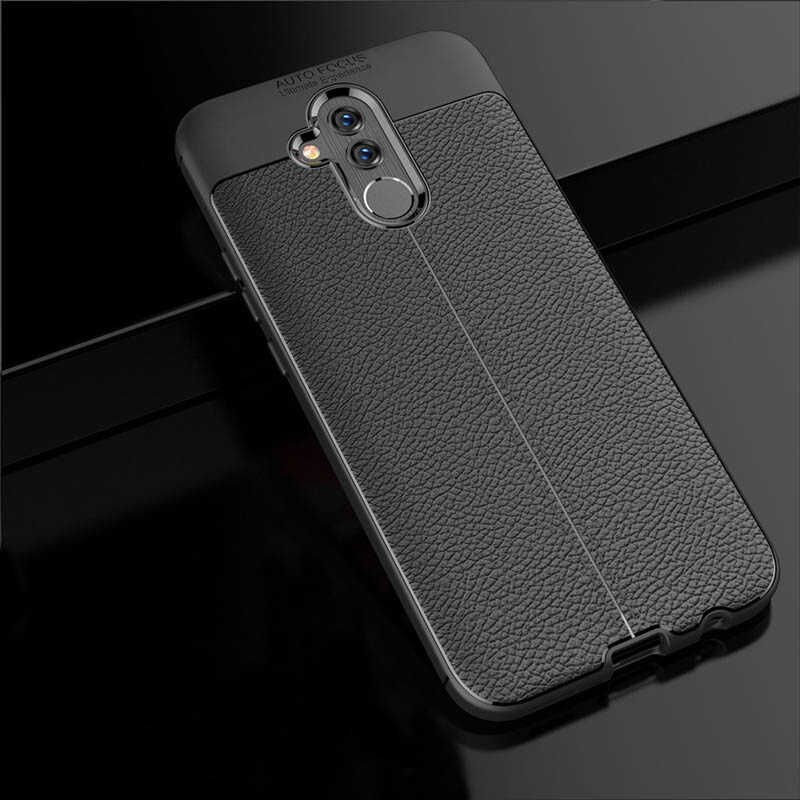 Huawei Mate 20 Lite Kılıf Deri Görünümlü Renk Atmayan Dayanaklı Silikon Kapak (NİSS) Gri