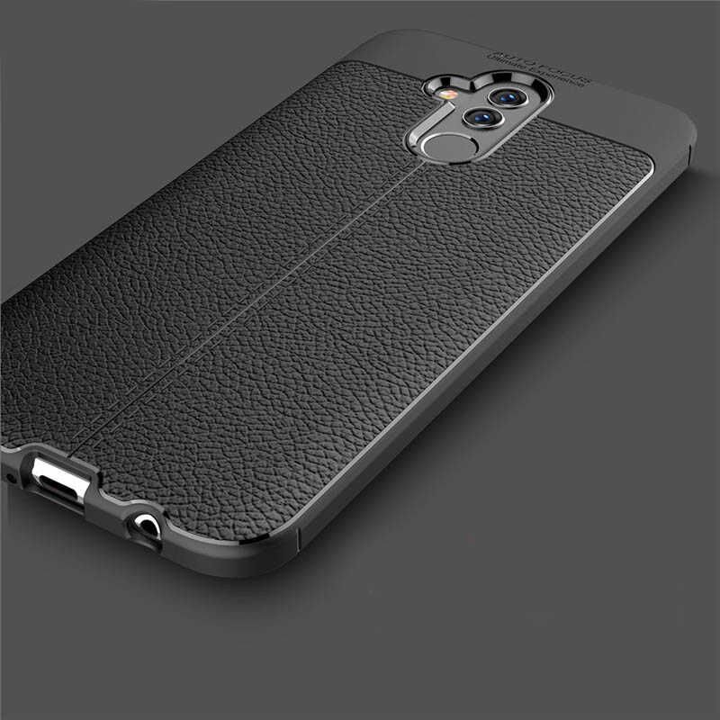 Huawei Mate 20 Lite Kılıf Deri Görünümlü Renk Atmayan Dayanaklı Silikon Kapak (NİSS) Gri