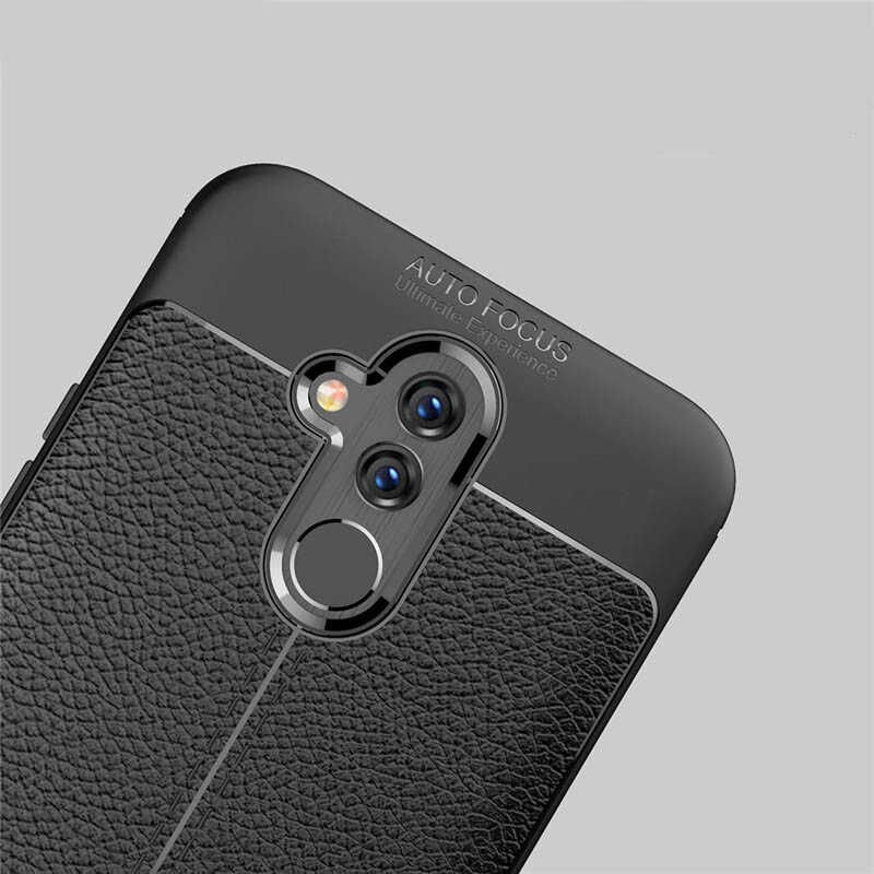 Huawei Mate 20 Lite Kılıf Deri Görünümlü Renk Atmayan Dayanaklı Silikon Kapak (NİSS) Gri