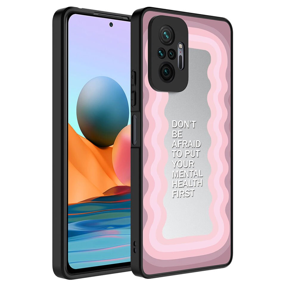 Xiaomi Redmi Note 10 Pro Kılıf Aynalı Desenli Kamera Korumalı Parlak HEPTEKİLETİŞİM Mirror Kapak