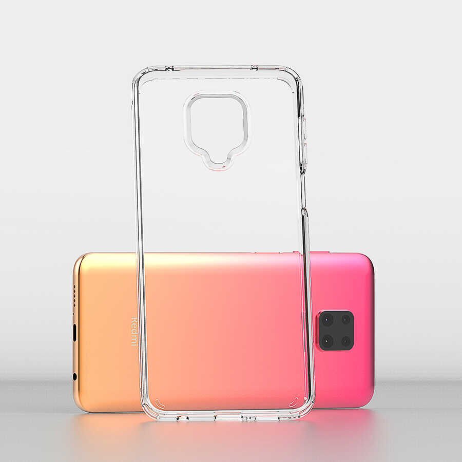 Xiaomi Redmi Note 9 Pro Kılıf Kamera Çıkıntılı Şeffaf Darbe Emici Sert Silikon Kapak (COSS) Renksiz