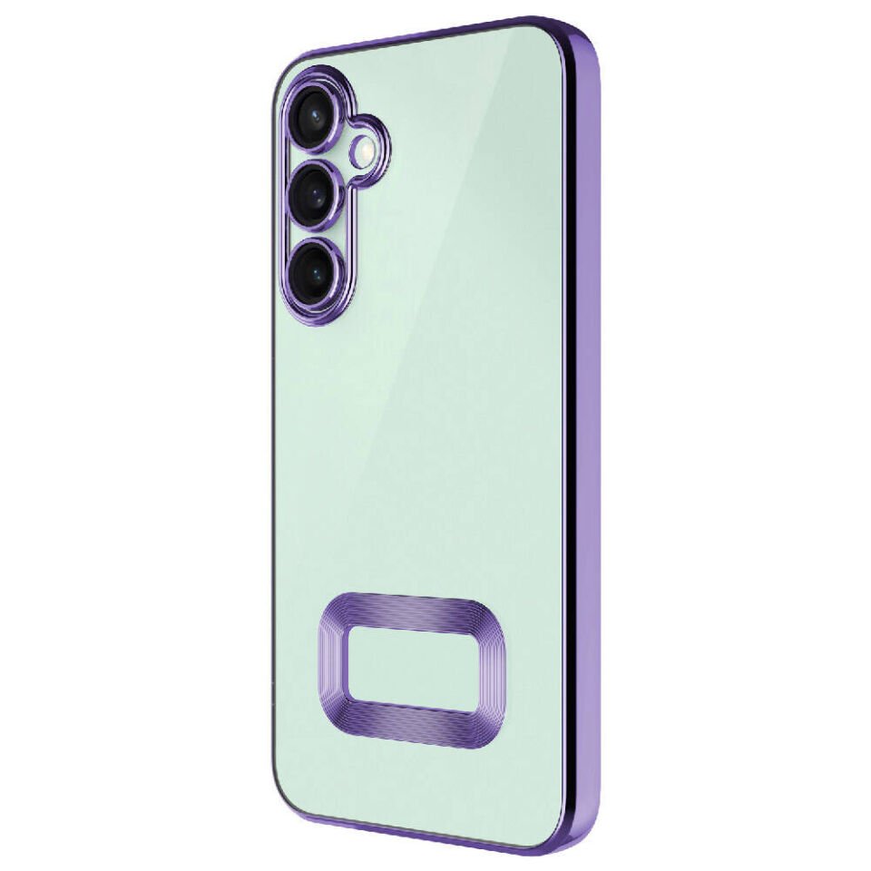 Samsung Galaxy S23 FE Kılıf Kamera Lens Korumalı Logo Gösteren Parlak Kenarlı Kapak (OMEGA) Sierra Mavi