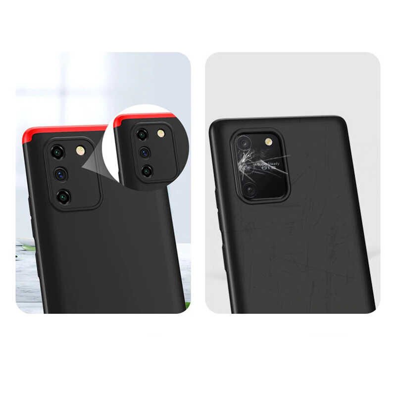 Samsung Galaxy A91 (S10 Lite) Kılıf 360 Tam Koruma Ön Ve Arka Sert Mika Kapak Orjinal Ays Gkk Kapak Mavi