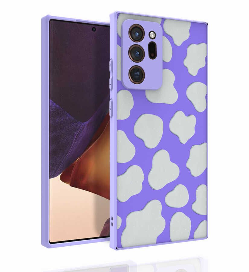 Samsung Galaxy Note 20 Ultra Kılıf Kabartmalı Kamera Korumalı Desenli Darbe Emici Kapak (Nora) NO1