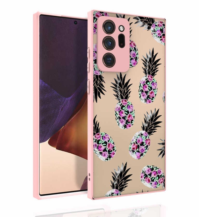 Samsung Galaxy Note 20 Ultra Kılıf Kabartmalı Kamera Korumalı Desenli Darbe Emici Kapak (Nora) NO1