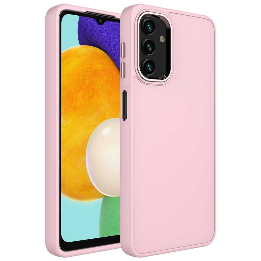 Samsung Galaxy A13 4G Kılıf Metal Çerçeveli Hassas Butonlu Renkli İçi Kadife Lansman Kapak (LUNA) Koyu Yeşil