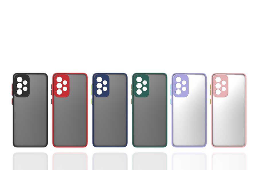 Samsung Galaxy A53 5G Kılıf Mat Kamera Korumalı Renkli Tuşlu Sert Silikon Kapak (HUX) Siyah