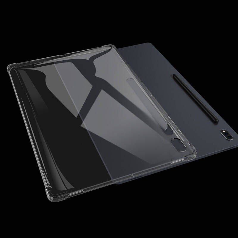 Samsung Galaxy Tab S8 Plus Şeffaf Tablet Kılıf Köşelerden Ultra Dayanıklı Kalem Bölmeli (T-ANTİ) Renksiz