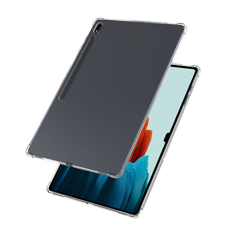 Samsung Galaxy Tab S8 Plus Şeffaf Tablet Kılıf Köşelerden Ultra Dayanıklı Kalem Bölmeli (T-ANTİ) Renksiz