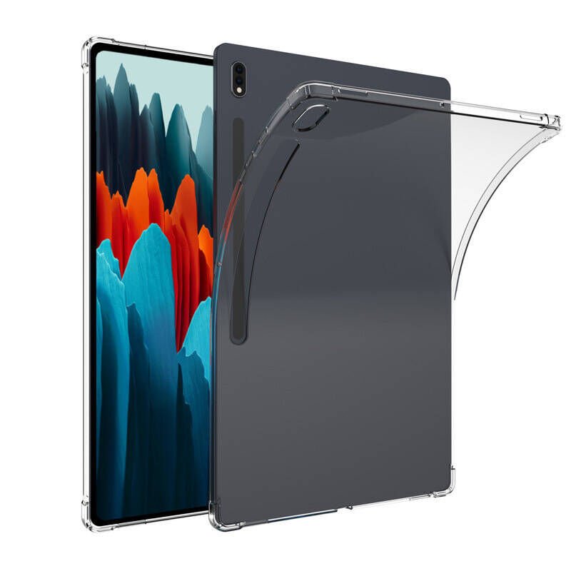 Samsung Galaxy Tab S8 Plus Şeffaf Tablet Kılıf Köşelerden Ultra Dayanıklı Kalem Bölmeli (T-ANTİ) Renksiz
