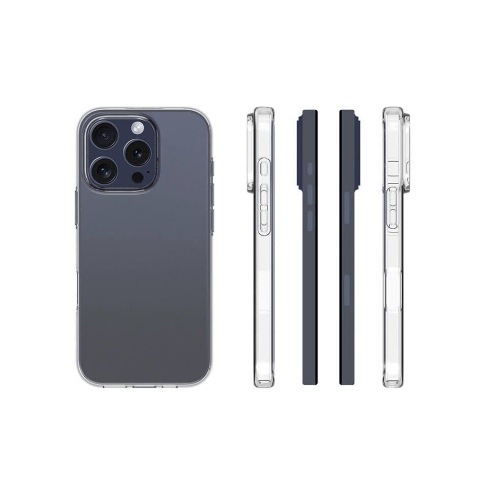 Apple iPhone 16 Pro Max Şeffaf Kılıf Yumuşak İnce Tasarımlı Kapak (SÜPER) Şeffaf