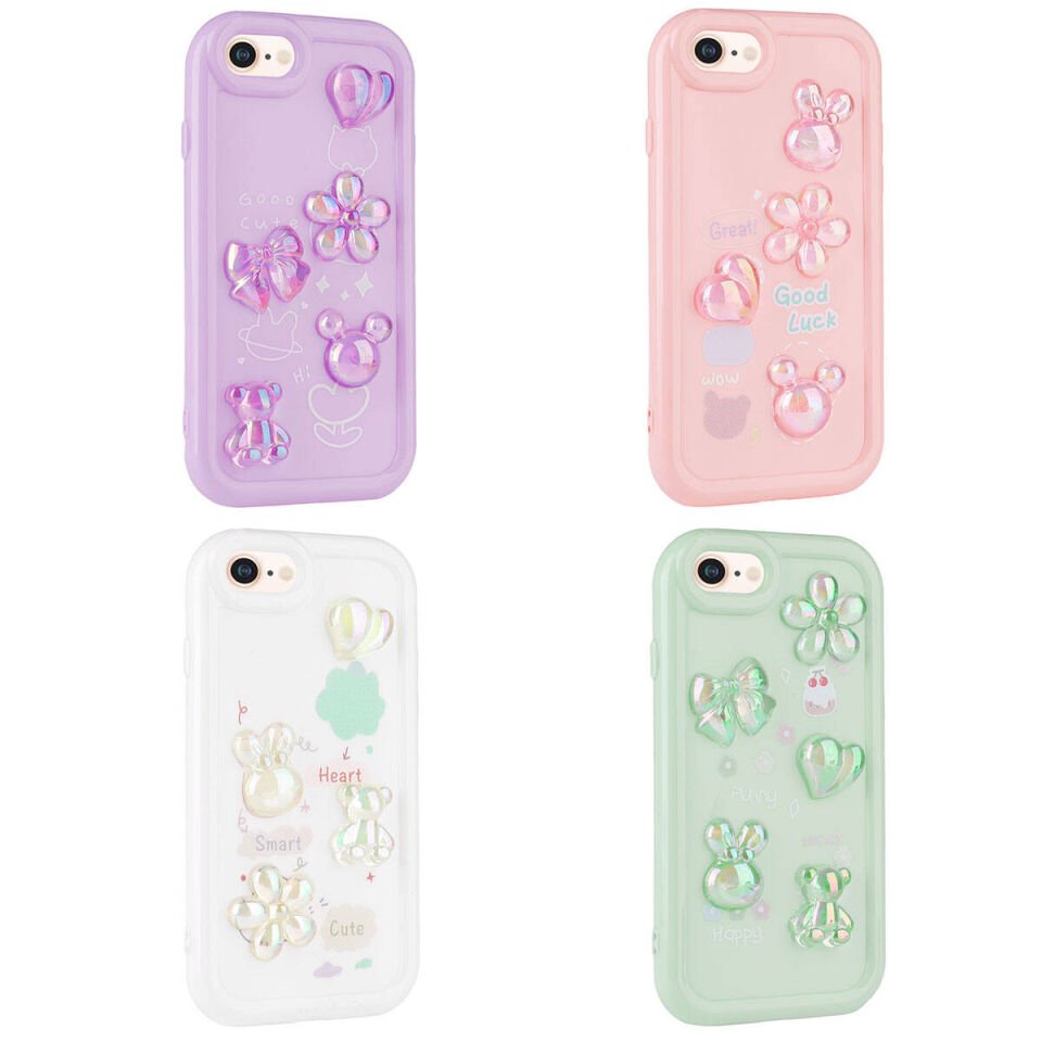 Apple iPhone 7 Kılıf Kabartma Figürlü Parlak HEPTEKİLETİŞİM Toys Silikon Kapak