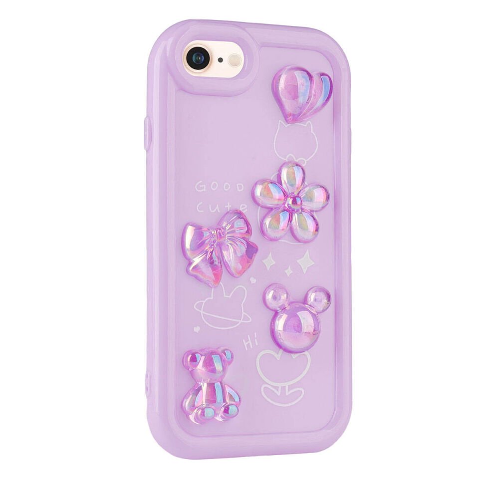 Apple iPhone 7 Kılıf Kabartma Figürlü Parlak HEPTEKİLETİŞİM Toys Silikon Kapak