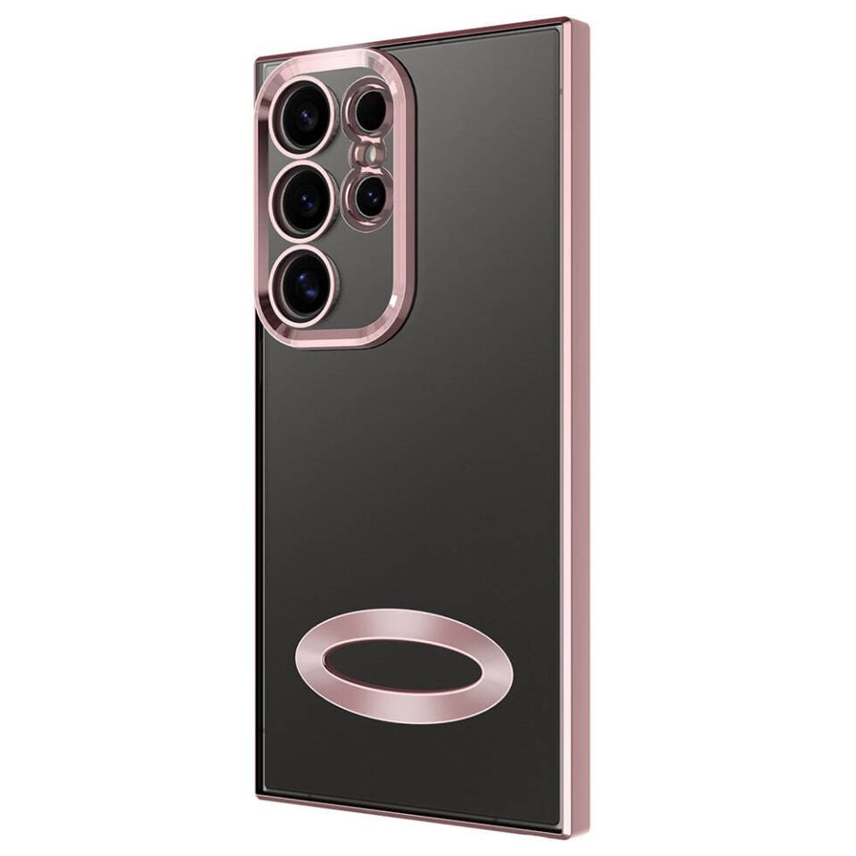 Samsung Galaxy S24 Ultra Kılıf Kamera Lens Korumalı Logo Gösteren Parlak Kenarlı Kapak (OMEGA) Lila