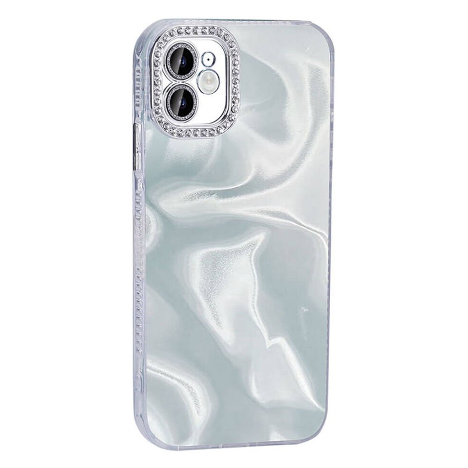Apple iPhone 11 Kılıf Airbagli Parlak Taş Detay Tasarımlı Kapak (Esila) Pembe