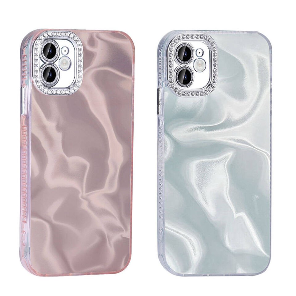 Apple iPhone 11 Kılıf Airbagli Parlak Taş Detay Tasarımlı Kapak (Esila) Pembe