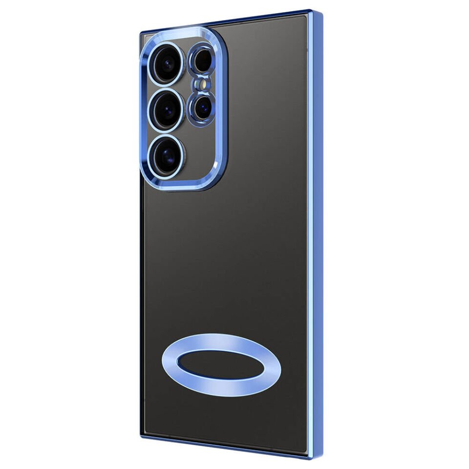 Samsung Galaxy S24 Ultra Kılıf Kamera Lens Korumalı Logo Gösteren Parlak Kenarlı Kapak (OMEGA) Gold