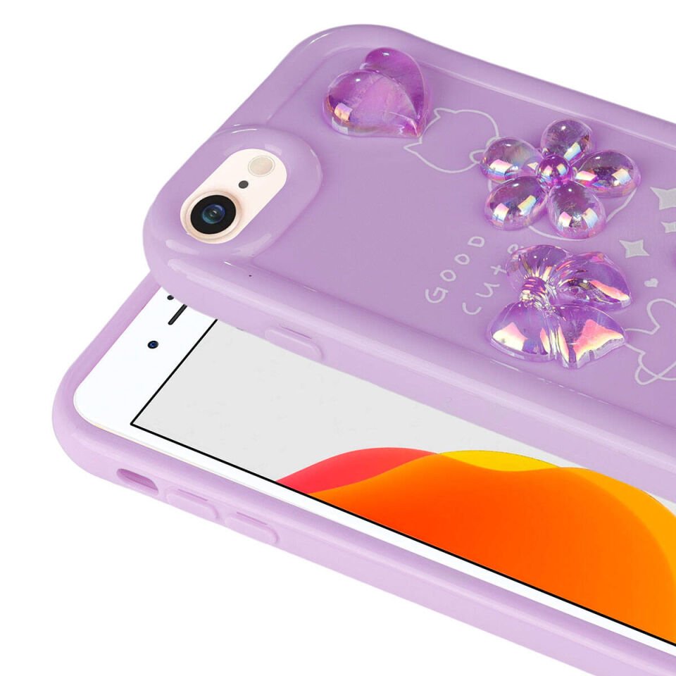 Apple iPhone SE 2020 Kılıf Kabartma Figürlü Parlak HEPTEKİLETİŞİM Toys Silikon Kapak