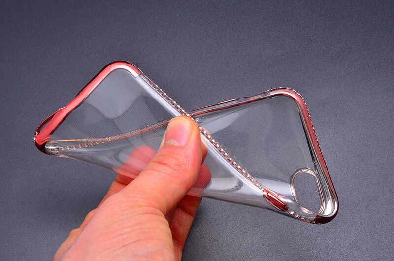 Apple iPhone SE 2022 Kılıf HEPTEKİLETİŞİM Tek Sıra Taşlı Silikon