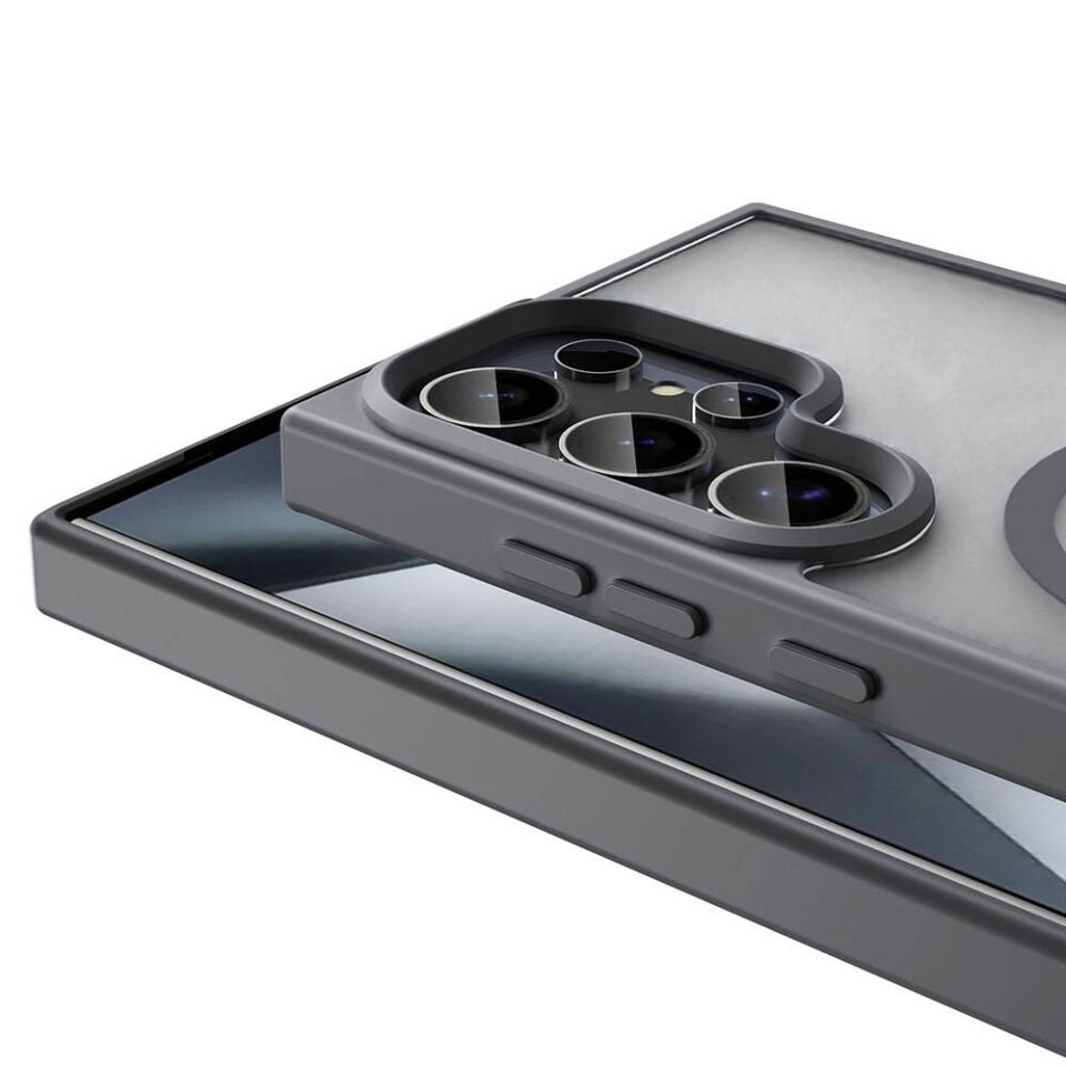 Samsung Galaxy S24 Ultra Kılıf Magsafe Şarj Özellikli Mat Arka Yüzey Kapak (Sio) Lacivert