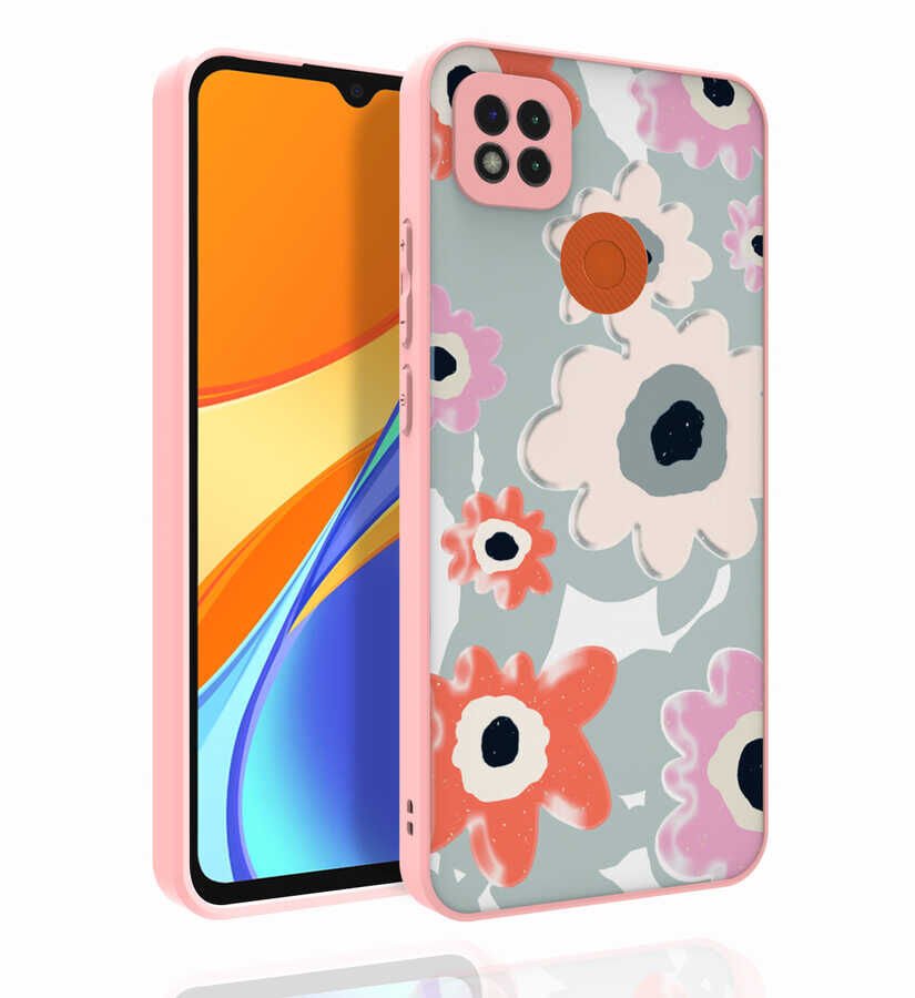 Xiaomi Redmi 9C Kılıf Kabartmalı Kamera Korumalı Desenli Darbe Emici Renkli Kapak (Nora) NO5