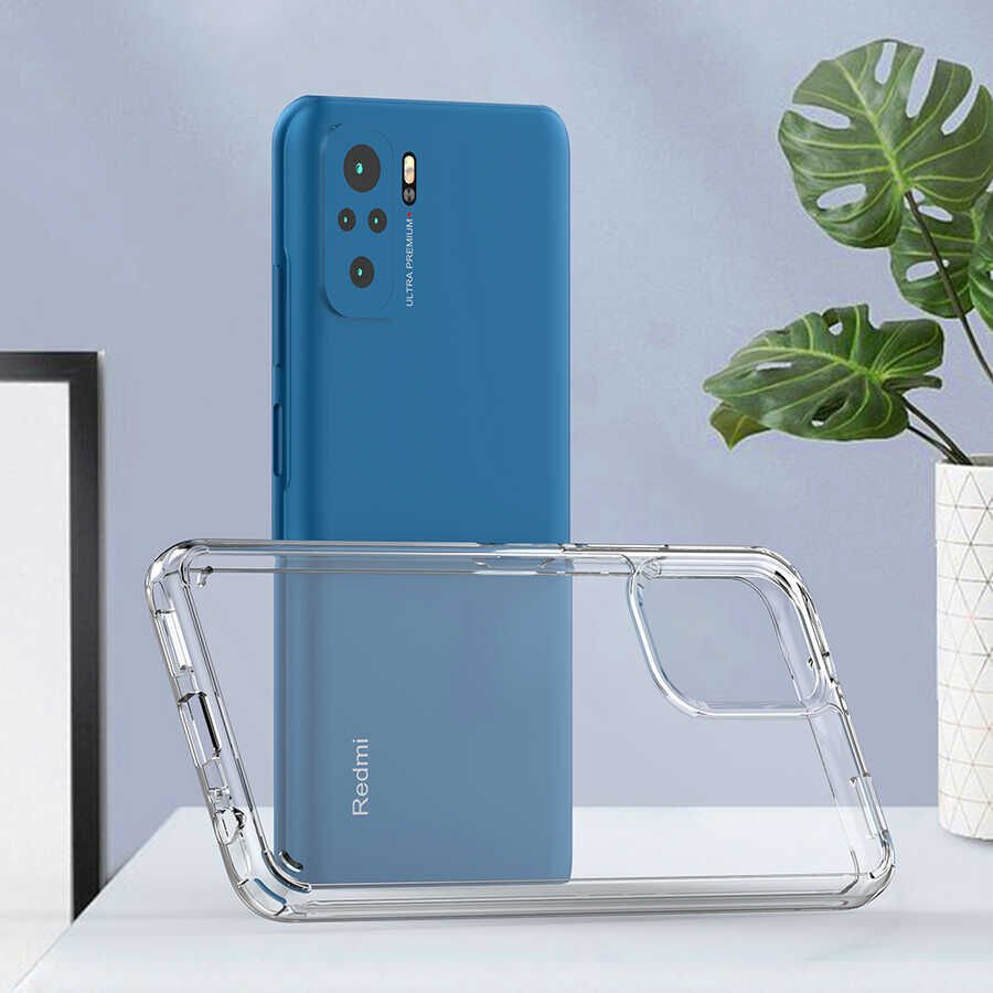 Xiaomi Redmi Note 10 Kılıf Kamera Çıkıntılı Şeffaf Darbe Emici Sert Silikon Kapak (COSS) Renksiz