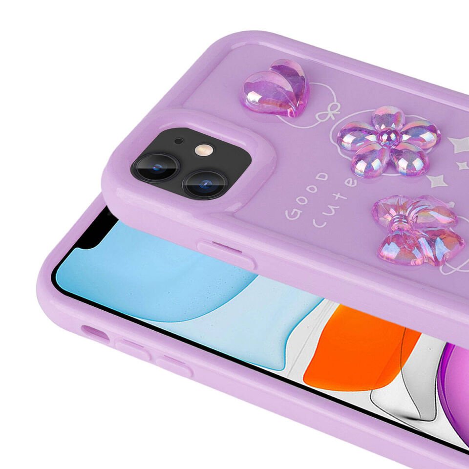 Apple iPhone 11 Kılıf Kabartma Figürlü Parlak HEPTEKİLETİŞİM Toys Silikon Kapak