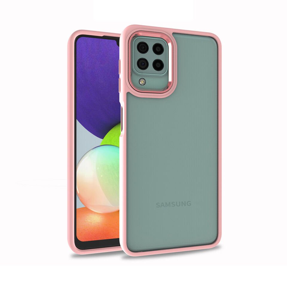 Samsung Galaxy A12 Kılıf Kamera Çıkıntılı Arkası Şeffaf Hassas Tuşlu Kenarlı Kapak (Flora) Yeşil