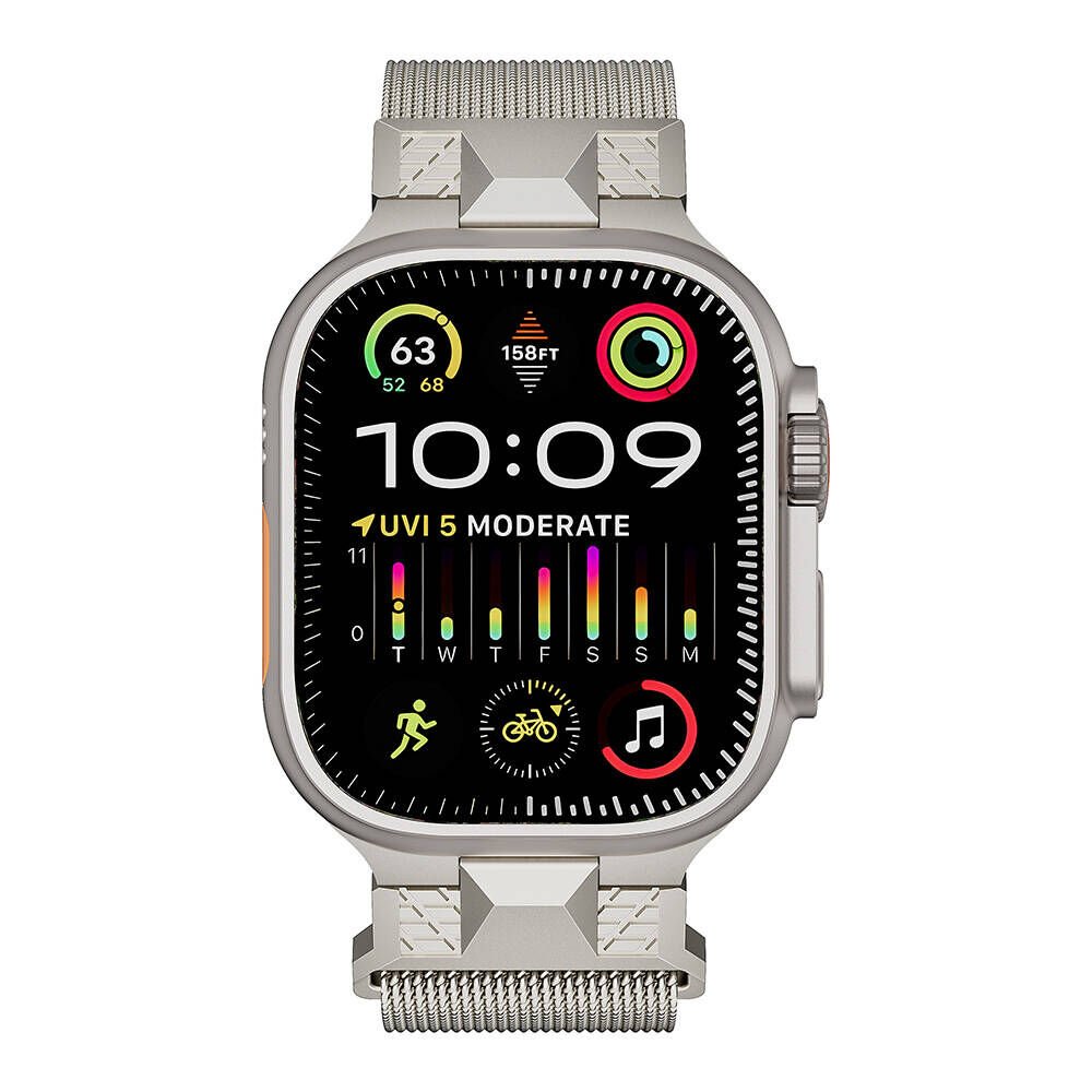 Apple Watch 2/3/4/5/6/7/8/9/se/ultra/nike 42mm 44mm 45mm 49mm Metal Hasır Kordon (KRD-107) Gri