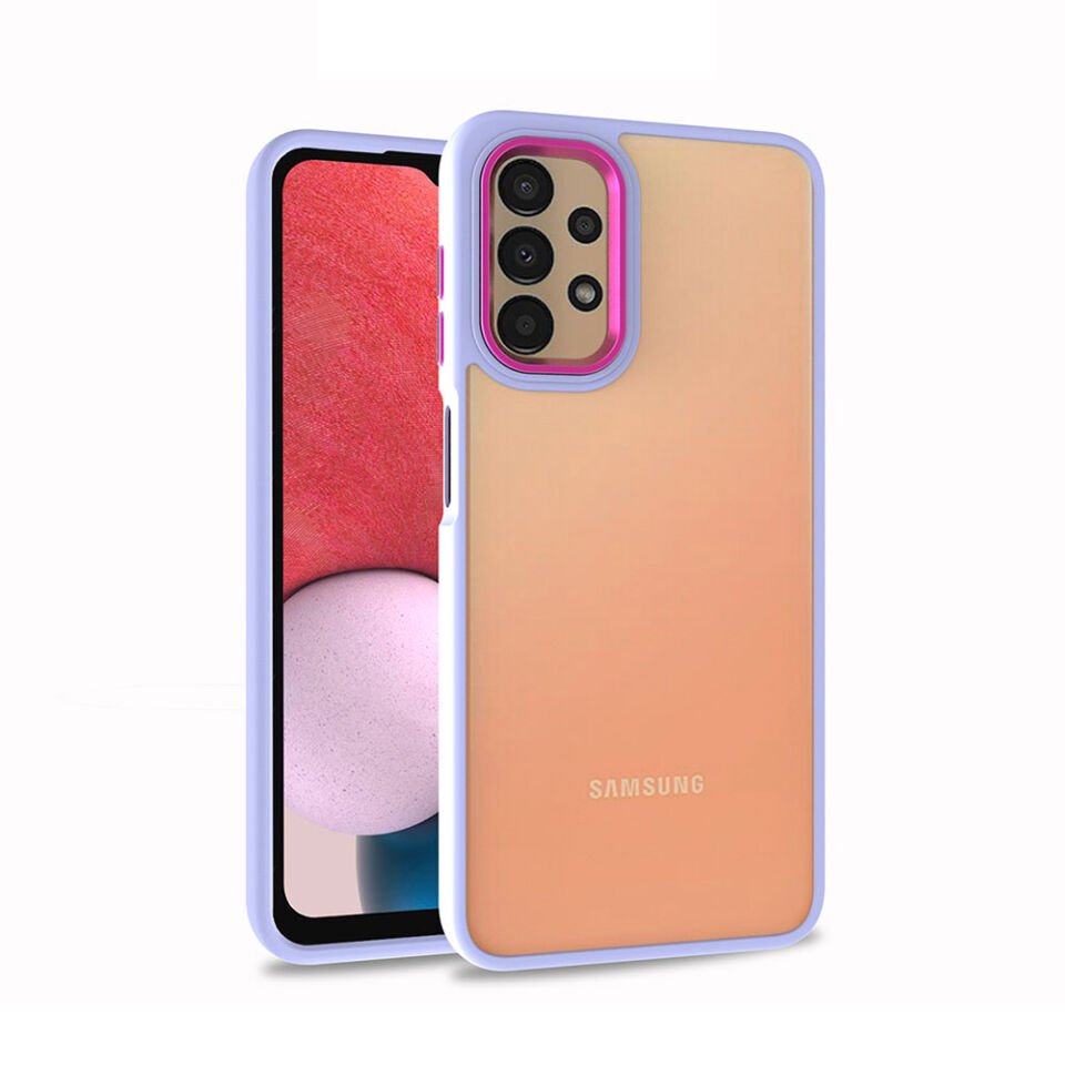 Samsung Galaxy A13 4G Kılıf Kamera Çıkıntılı Arkası Şeffaf Hassas Tuşlu Kenarlı Kapak (Flora) Siyah