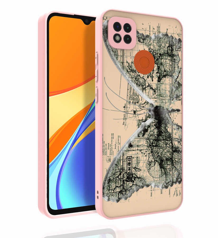 Xiaomi Redmi 9C Kılıf Kabartmalı Kamera Korumalı Desenli Darbe Emici Renkli Kapak (Nora) NO4