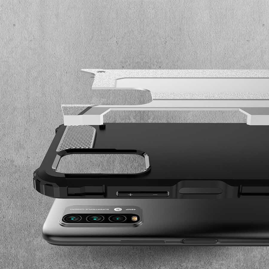 Xiaomi Redmi 9T Kılıf Armor Köşe Korumalı Çift Katman Tank Zırh Kapak (CRASH) Gri