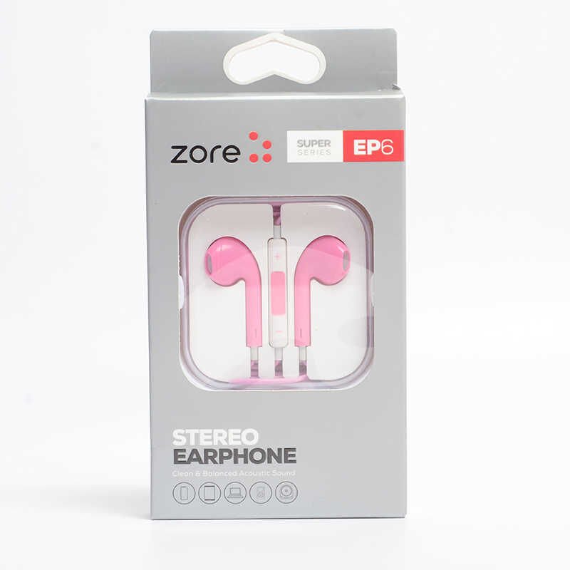 Yüksek Kalite ve Ses Performanslı Kulaklık (EP6 Süper Seri 3.5mm Kulaklık) Pembe