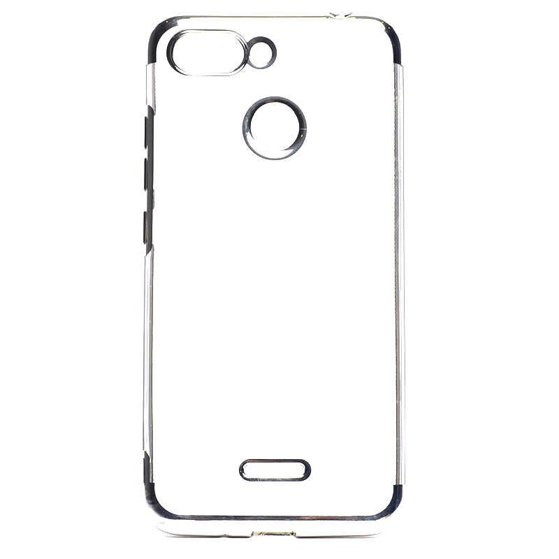 Xiaomi Redmi 6 Kılıf Dört Köşe Renkli Lazer Şeffaf Silikon Kapak (GLİTTER) Gri