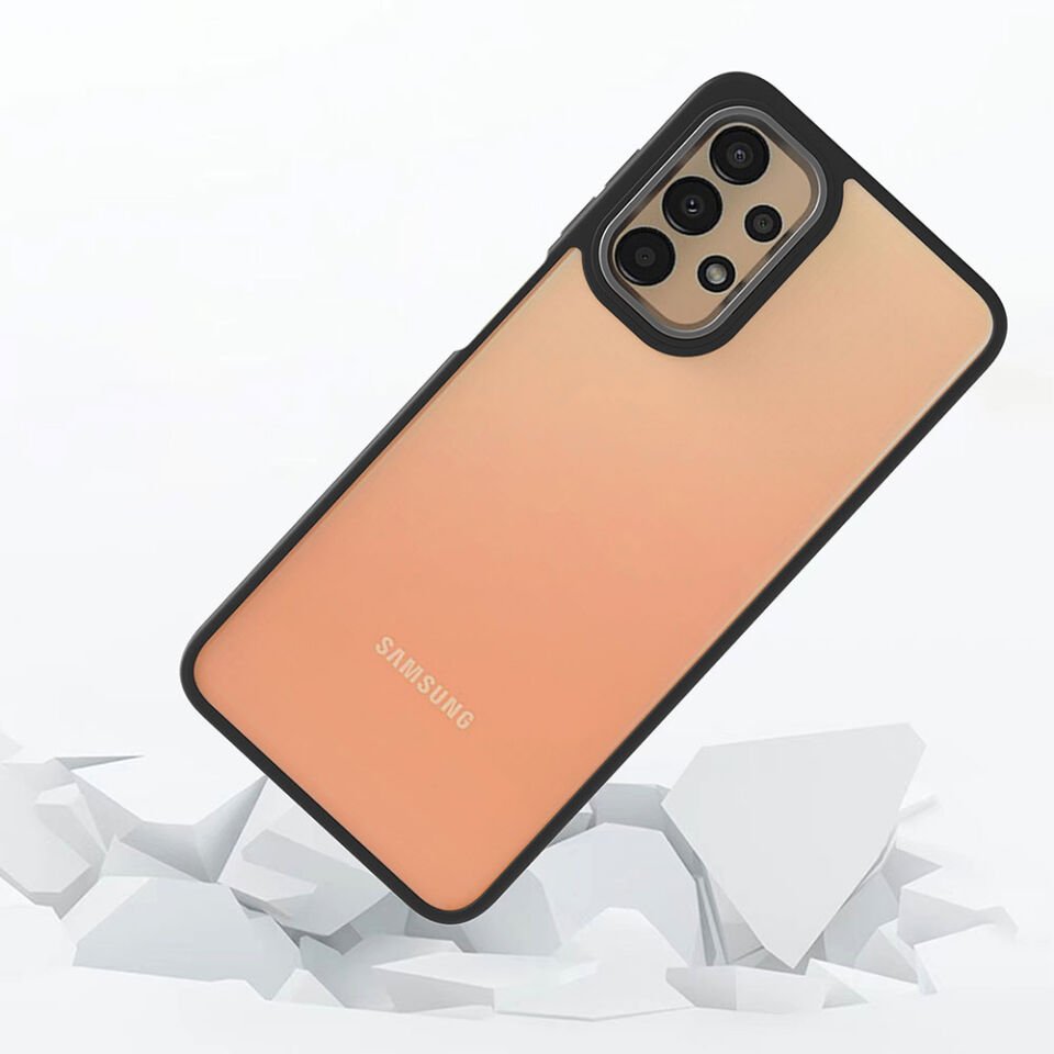 Samsung Galaxy A13 4G Kılıf Kamera Çıkıntılı Arkası Şeffaf Hassas Tuşlu Kenarlı Kapak (Flora) Lila