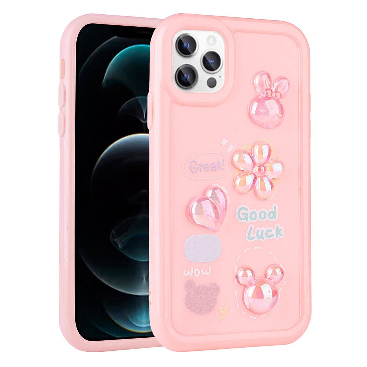 Apple iPhone 12 Pro Kılıf Kabartma Figürlü Parlak HEPTEKİLETİŞİM Toys Silikon Kapak