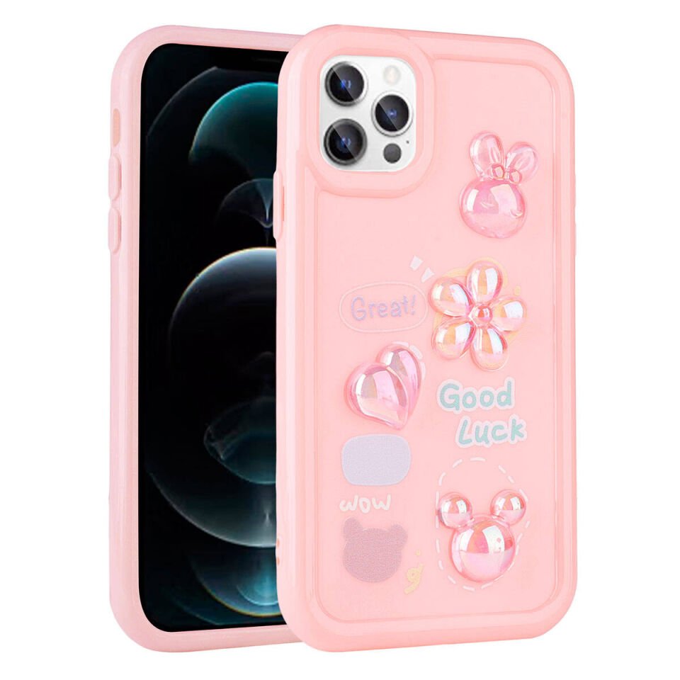 Apple iPhone 12 Pro Kılıf Kabartma Figürlü Parlak HEPTEKİLETİŞİM Toys Silikon Kapak