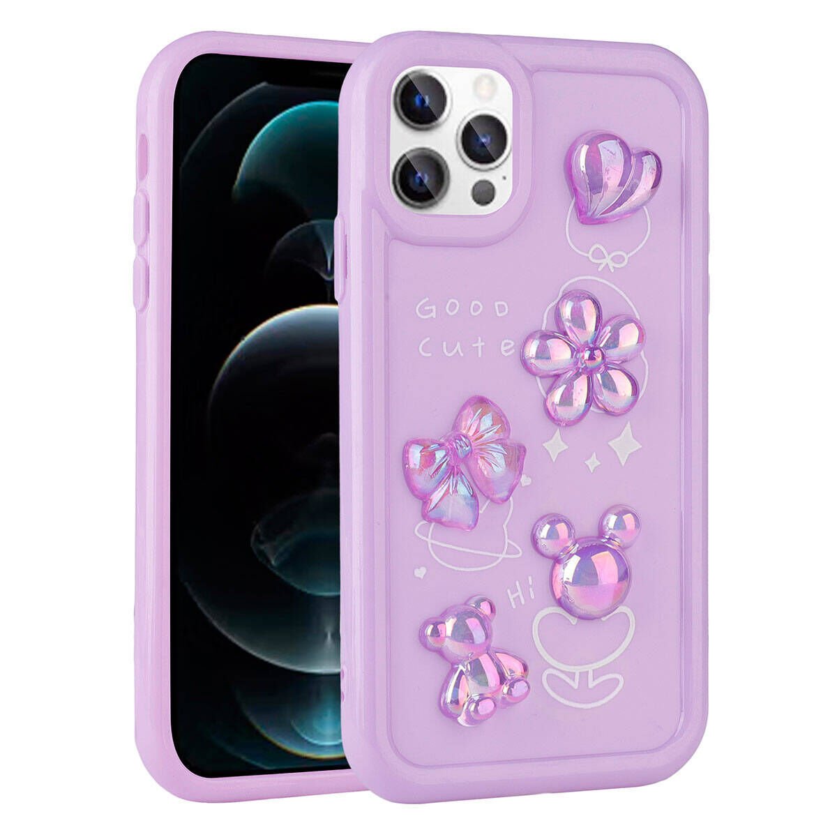 Apple iPhone 12 Pro Max Kılıf Kabartma Figürlü Parlak HEPTEKİLETİŞİM Toys Silikon Kapak