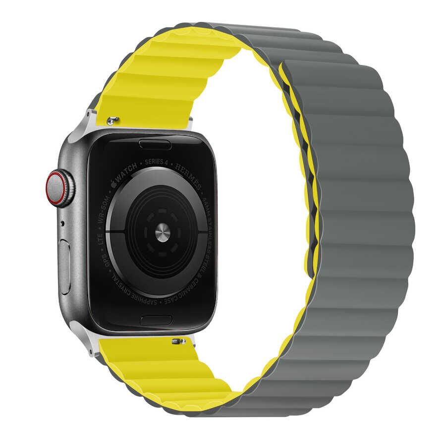 Apple Watch 2/3/4/5/6/7/8/se/nike 38mm 40mm 41mm Mıknatıslı Kordon Çift Renk Tasarım (KRD-52) Siyah