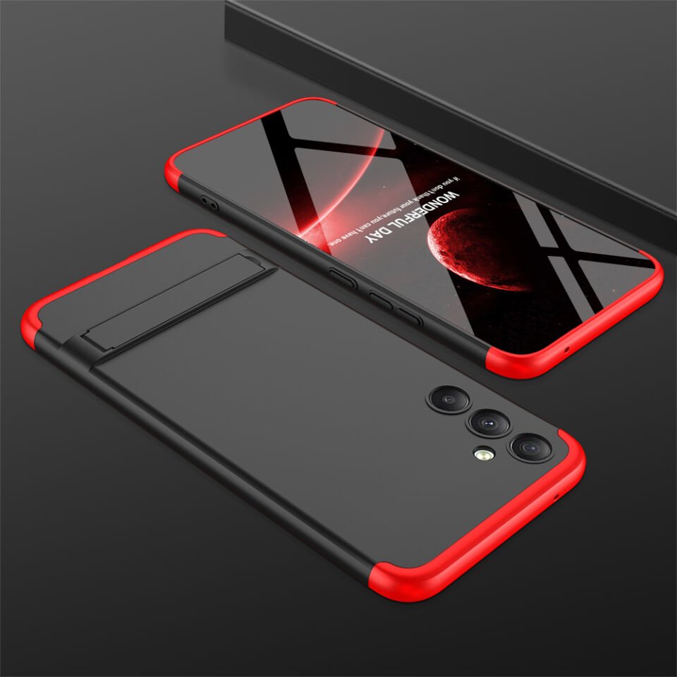 Samsung Galaxy A34 Kılıf 360 Tam Koruma Ön Ve Arka Sert Mika Kapak Orjinal Ays Gkk Kapak Siyah-Gri