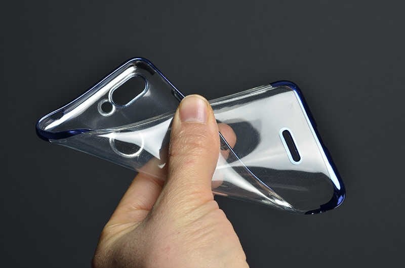 Xiaomi Redmi 6 Kılıf Dört Köşe Renkli Lazer Şeffaf Silikon Kapak (GLİTTER) Rose Gold