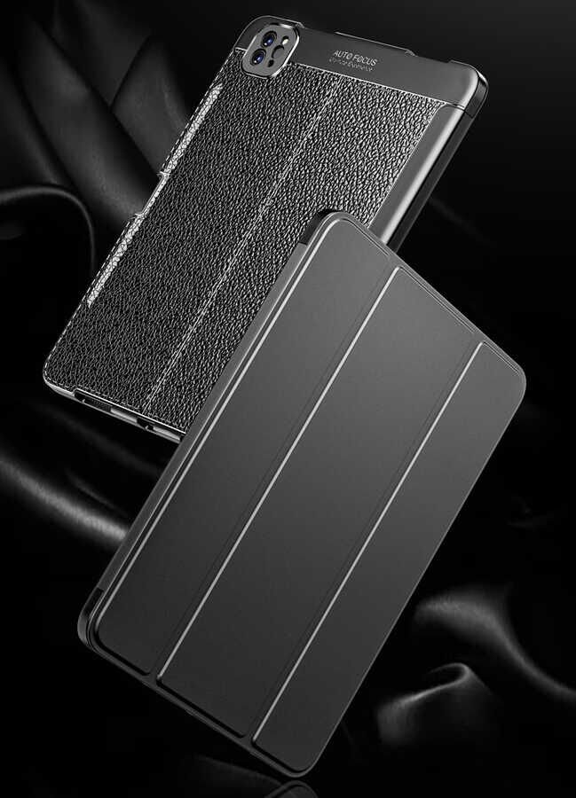 Apple Ipad Pro 12.9 5. Nesil 6. Nesil Kılıf Pu Deri Kalem Bölmeli Standlı 2021 - 2022 (WLONS) Lacivert