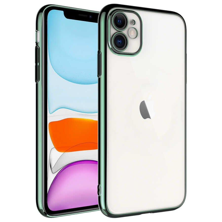 Apple iPhone 11 Kılıf Sert PC Renkli Çerçeveli HEPTEKİLETİŞİM Riksos Kapak